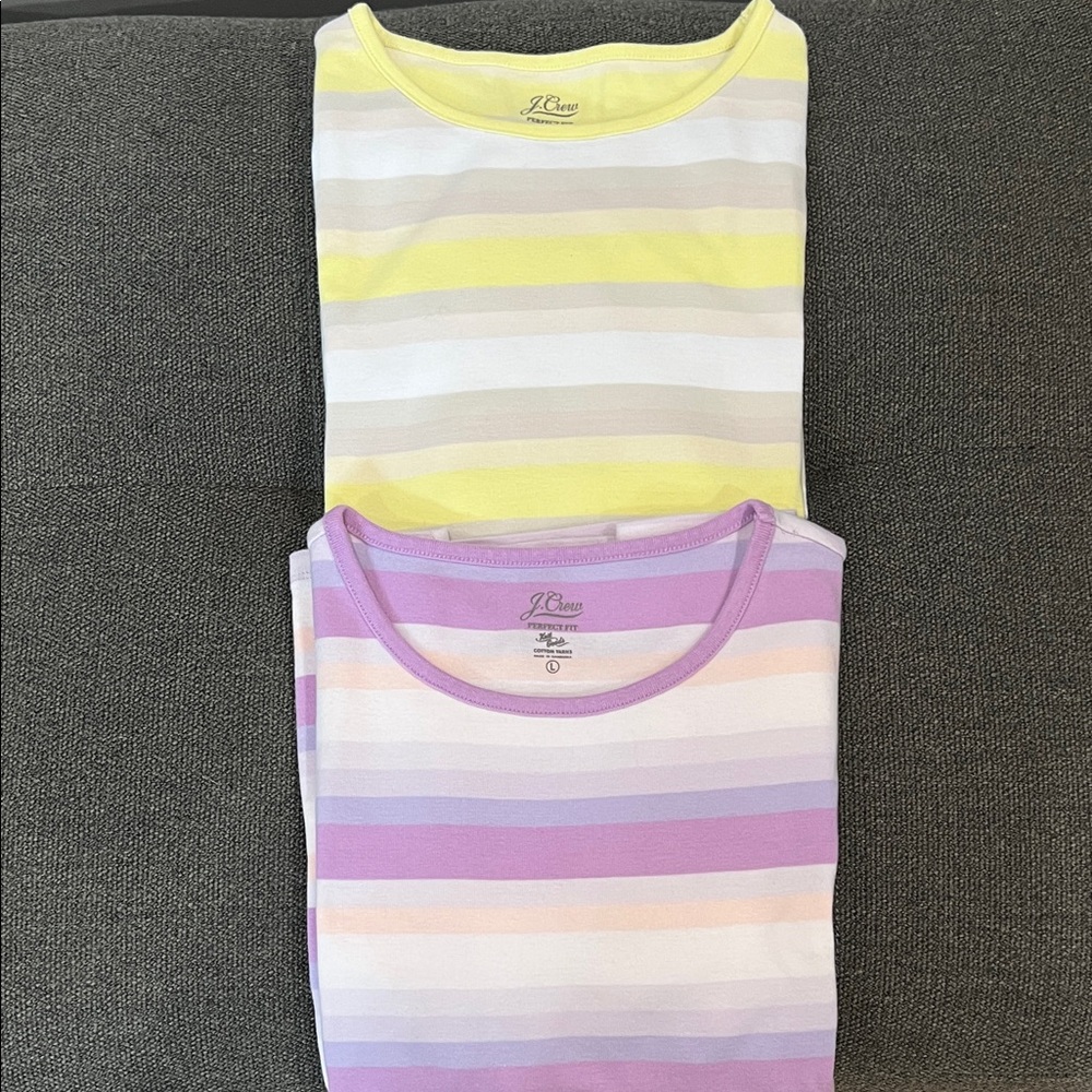 J. Crew Short Sleeve Striped Tees - Yellow and Lavender